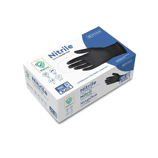 Fekete nitril gumikesztyű - M 100db