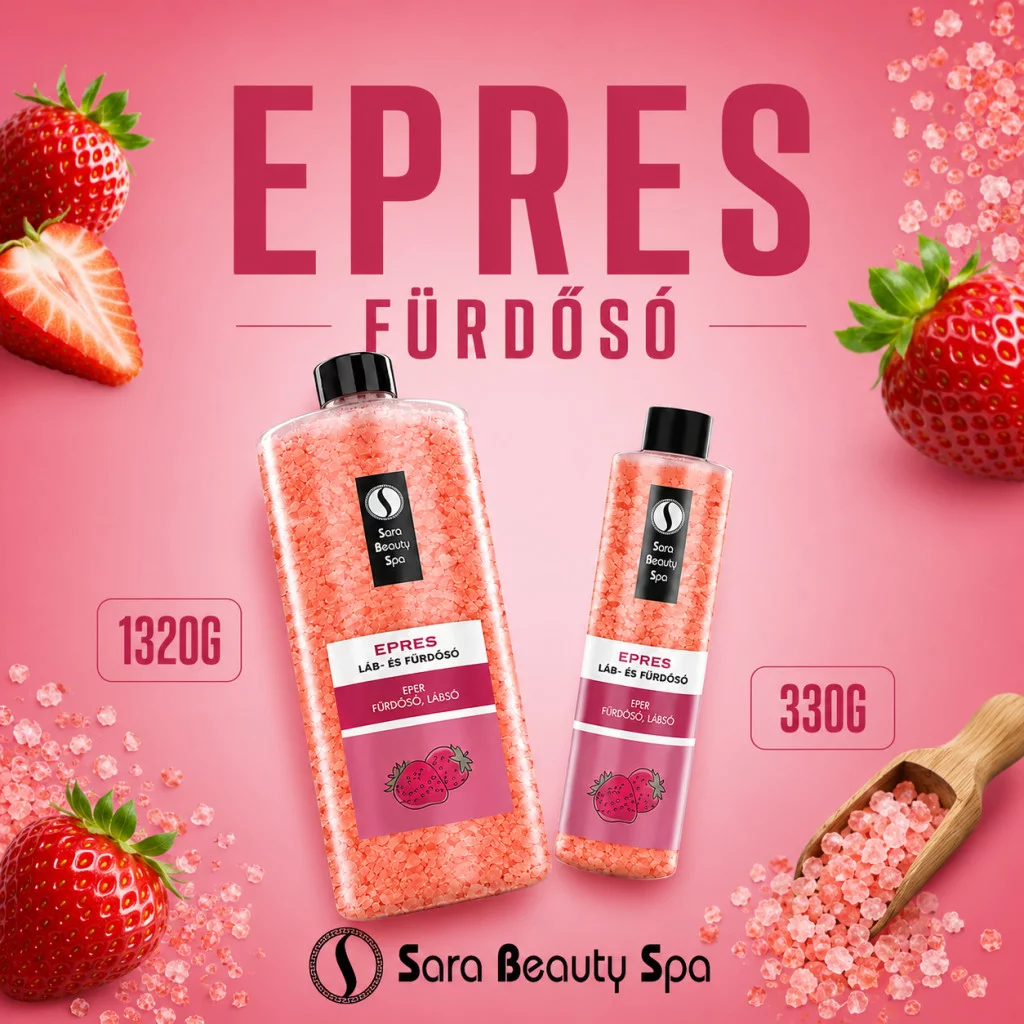 Frissítő Fürdősó és Lábáztató Só - Eper - 330g