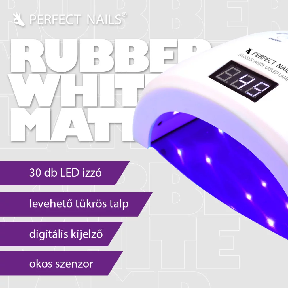 Műkörmös UV/LED Lámpa - Gumírozott Fehér - Matt Hatás